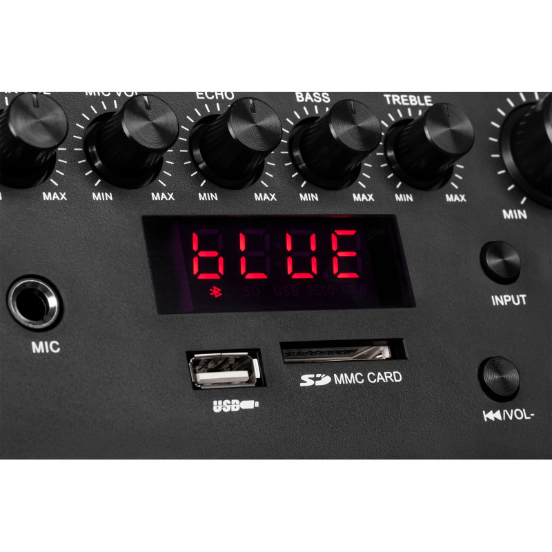 Aktywna kolumna głośnikowa (z 2 mikrofonami bezprzewodowymi UHF, SD, Bluetooth, FM, USB) 40 Watt