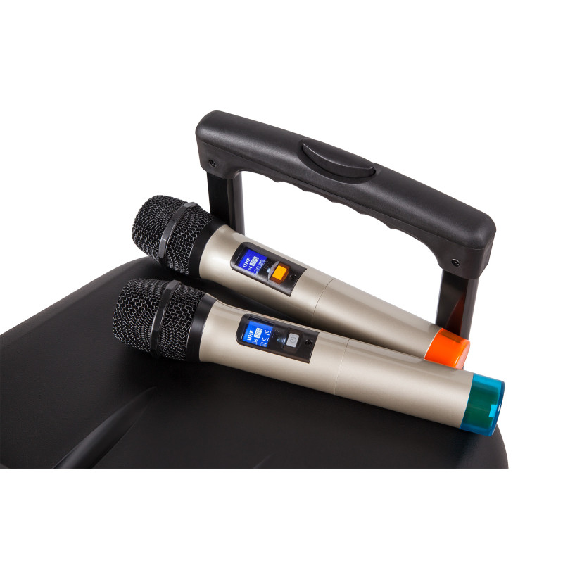 Aktywna kolumna głośnikowa (z 2 mikrofonami bezprzewodowymi UHF, SD, Bluetooth, FM, USB) 40 Watt