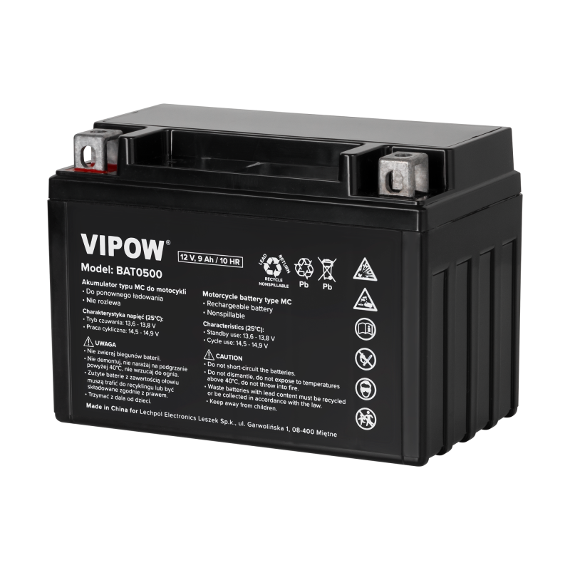Akumulator VIPOW typ MC do motocykli 12V 9Ah