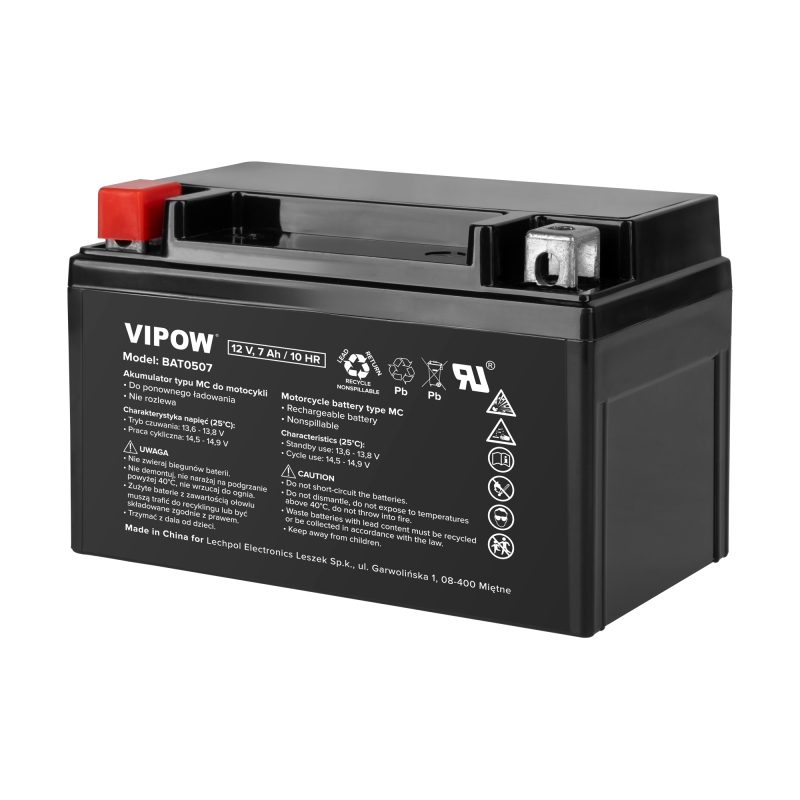 Akumulator VIPOW typu MC do motocykli 12V 7Ah