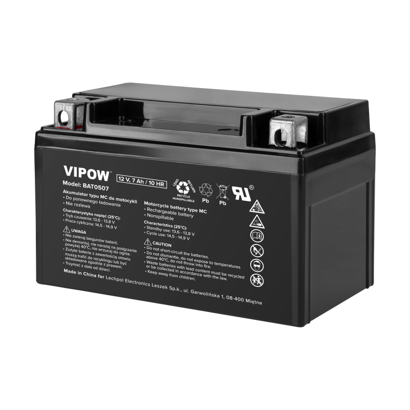 Akumulator VIPOW typu MC do motocykli 12V 7Ah