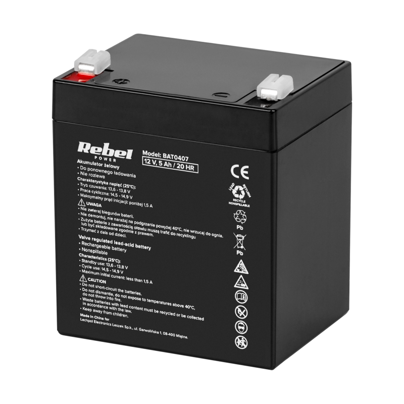 Akumulator żelowy Rebel 12V 5Ah