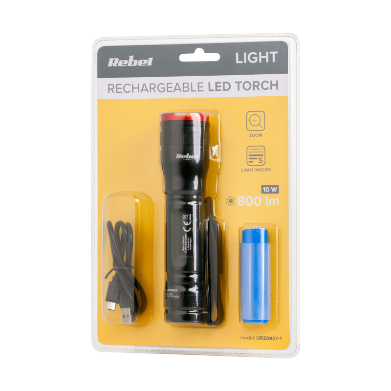 Akumulatorowa latarka ręczna Rebel- 800Lm