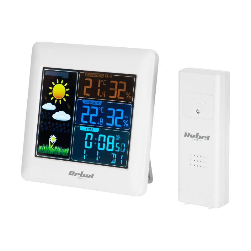 Bezprzewodowa stacja pogodowa z czujnkiem zewnetrznym ( kolorowy wyświetlacz)