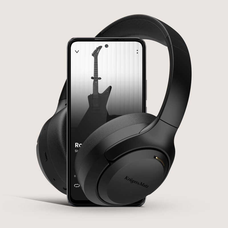 Bezprzewodowe słuchawki nauszne z ANC , Kruger&Matz F8A , czarne