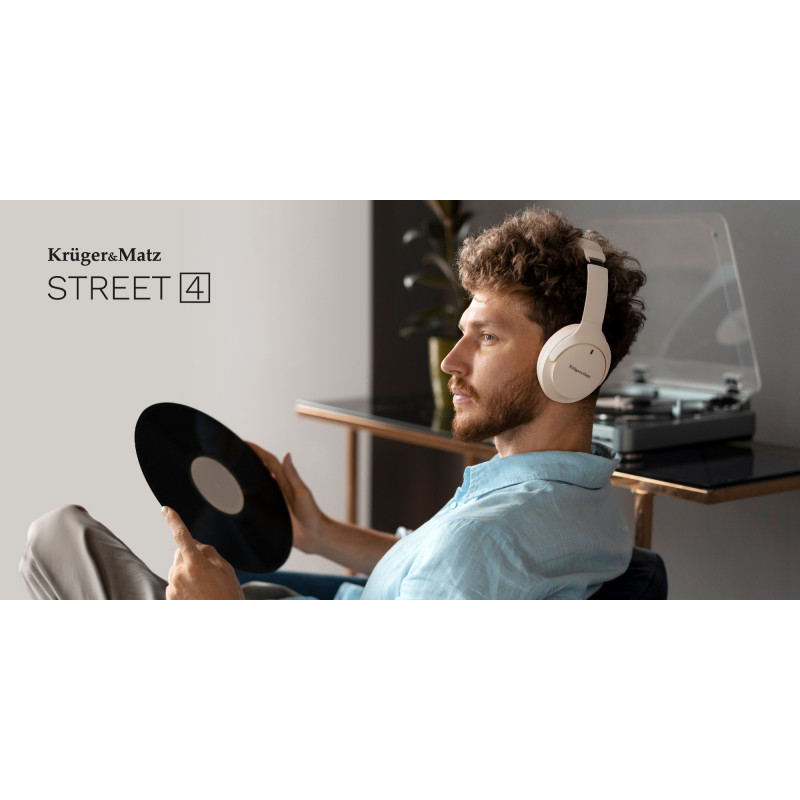 Bezprzewodowe słuchawki nauszne z ANC , Kruger&Matz Street 4 , beżowe