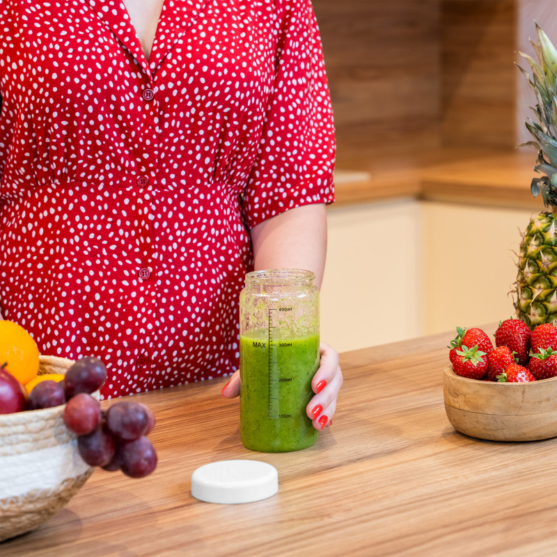 Blender bezprzewodowy, szklany kubek, 450ml, 100W , 6 noży