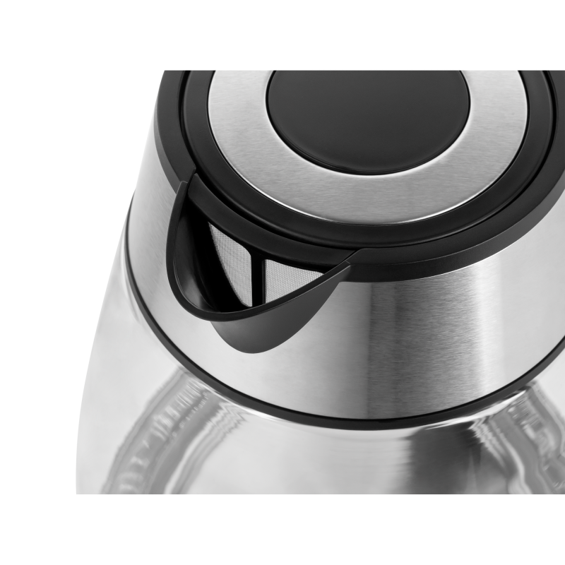 Czajnik elektryczny TEESA, szklany + inox, 2000 W, czarny, 1,7 L