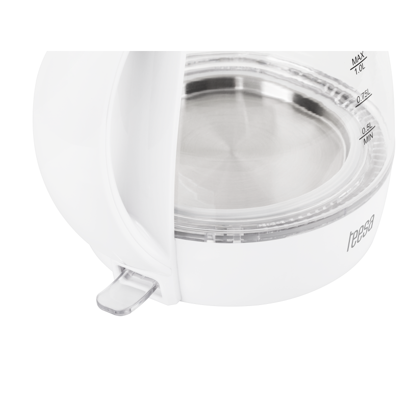 Czajnik elektryczny TEESA, szklany, 1650 W, biały, 1 L