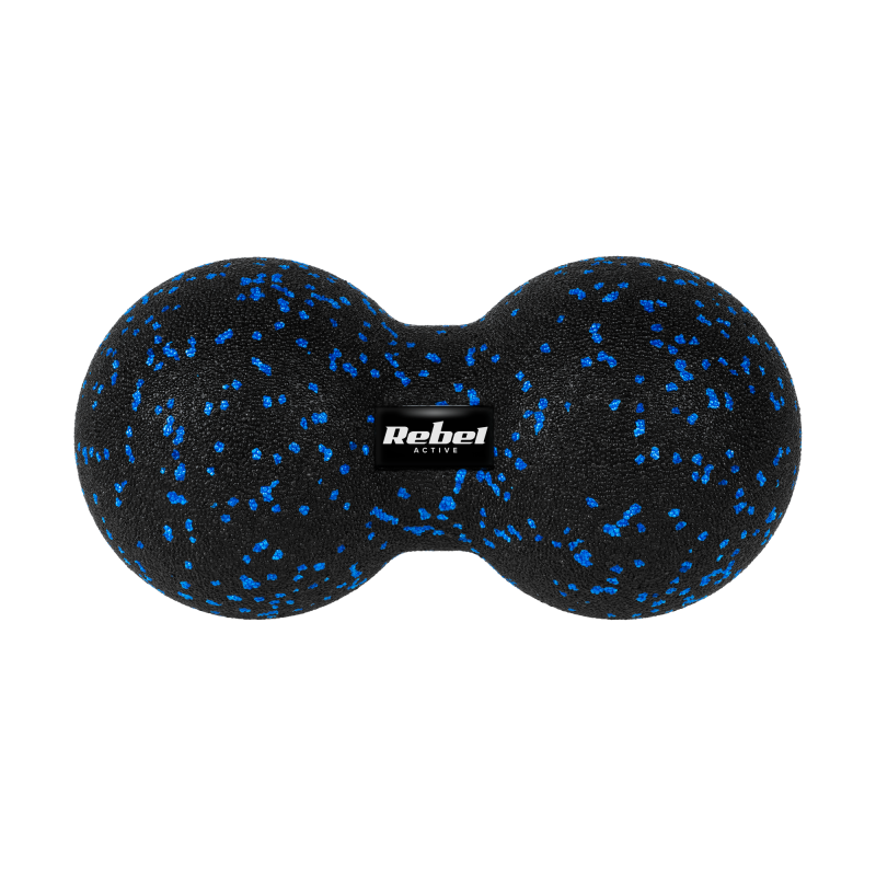 Duoball podwójna piłka do masażu 12cm, kolor czarno-niebieski, materiał EPP, REBEL ACTIVE
