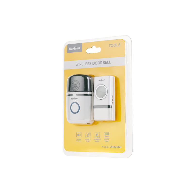 Dzwonek bezprzewodowy do drzwi Rebel (z wtyczka na 230V)--48 melodii