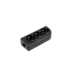 Gniazdo przedłużacza x 3 z uziemieniem czarne GN-30-2
