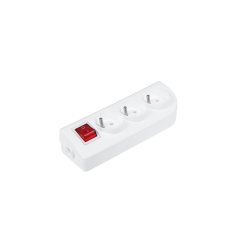 Gniazdo przedłużacza x 3 z uziemieniem i wyłącznikiem białe GN-30W