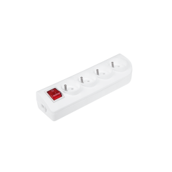 Gniazdo przedłużacza x 4 z uziemieniem i wyłącznikiem białe GN-40W