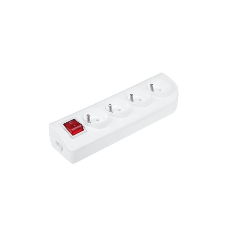 Gniazdo przedłużacza x 4 z uziemieniem i wyłącznikiem białe GN-40W