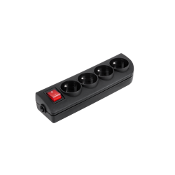 Gniazdo przedłużacza x 4 z uziemieniem i wyłącznikiem czarne GN-40W-2