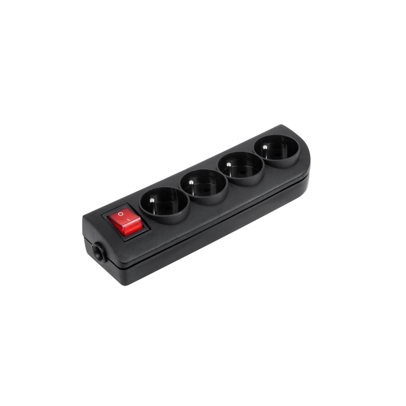 Gniazdo przedłużacza x 4 z uziemieniem i wyłącznikiem czarne GN-40W-2