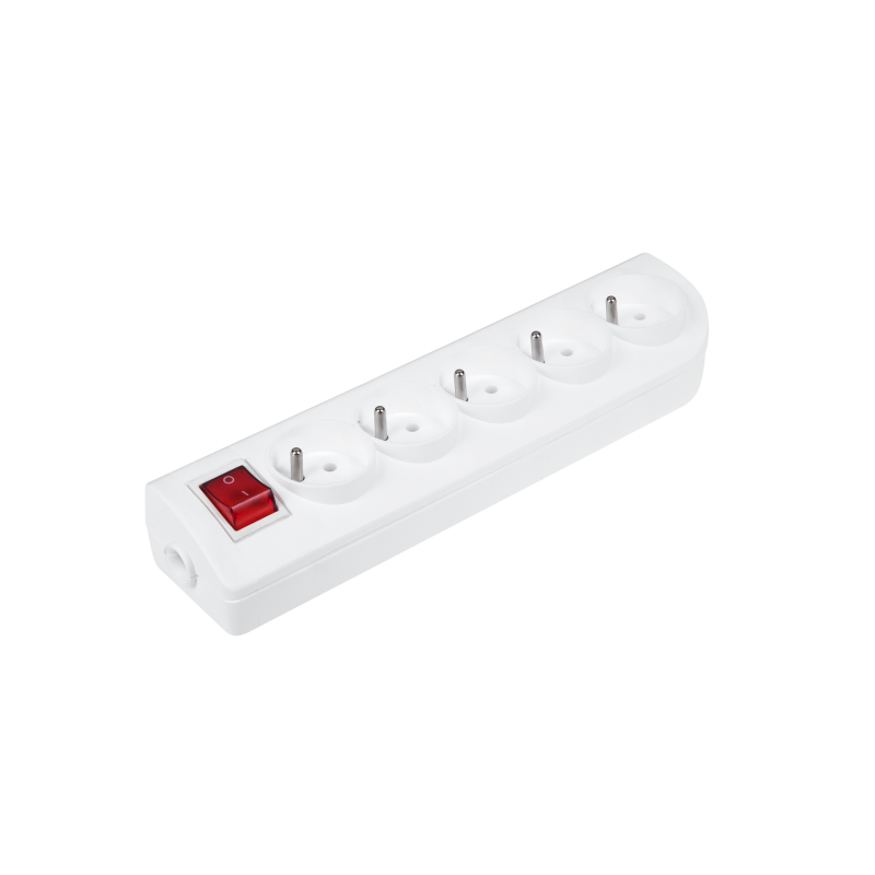Gniazdo przedłużacza x 5 z uziemieniem i wyłącznikiem białe GN-50W