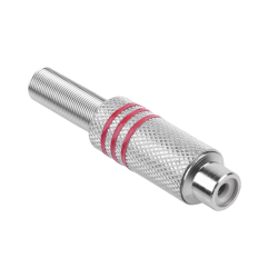 Gniazdo RCA srebrne 3 paski na kabel czerwone