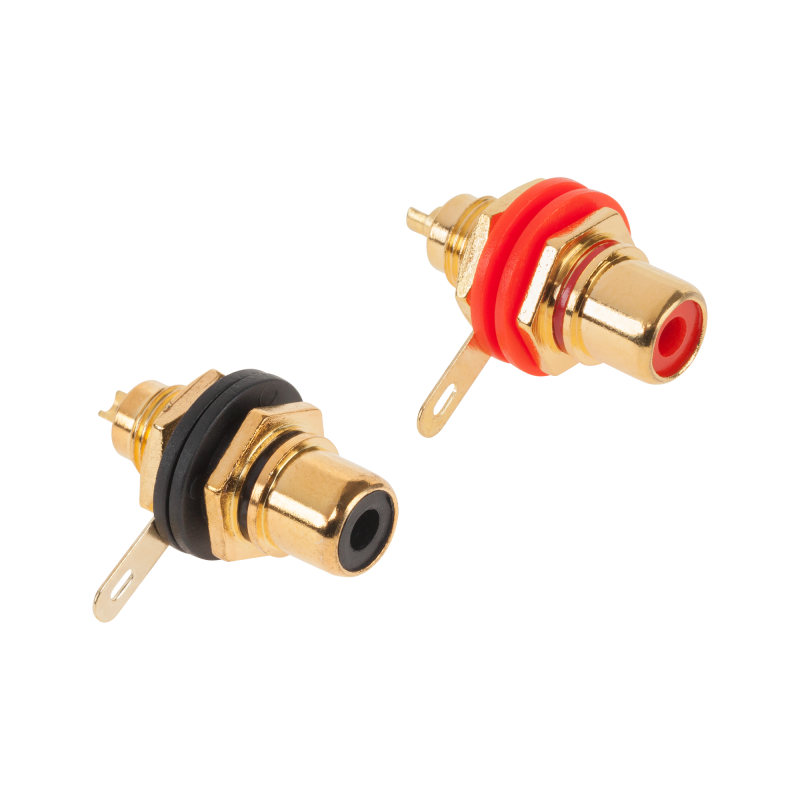 Gniazdo RCA złote montaż HQ Cabletech