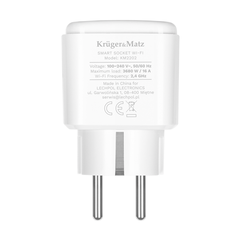 Gniazdo WiFi Kruger&Matz Connect P4 Białe Tuya