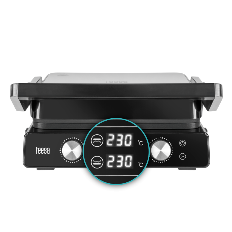 Grill elektryczny TEESA , panini grill , opiekacz, 3 pozycje , wyjmowane wkłady, 2000W