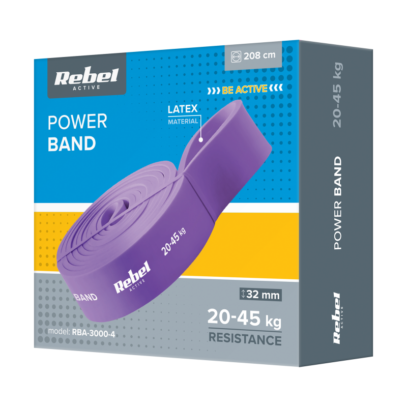 Guma do ćwiczeń lateksowa - Power Band PL-4, fioletowa 20-45 kg REBEL ACTIVE