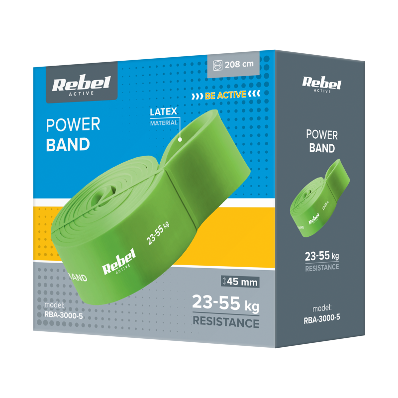 Guma do ćwiczeń lateksowa - Power Band PL-5, zielona 23-55 kg REBEL ACTIVE