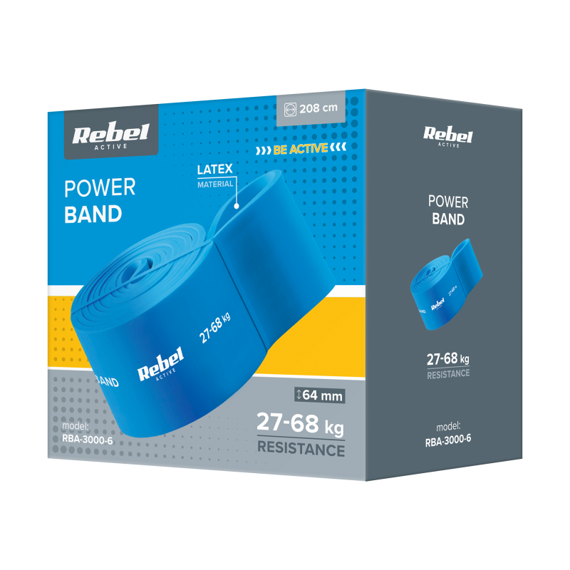 Guma do ćwiczeń lateksowa - Power Band PL-6, niebieska 27-68 kg REBEL ACTIVE