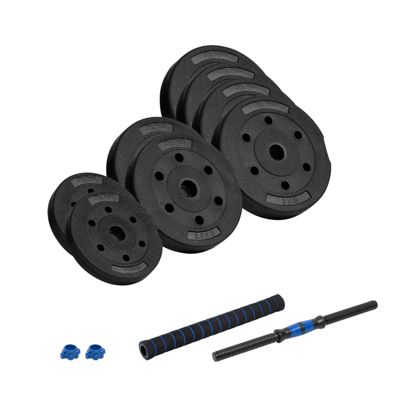 Hantel bitumiczny regulowany z łącznikiem 1x20kg, REBEL ACTIVE