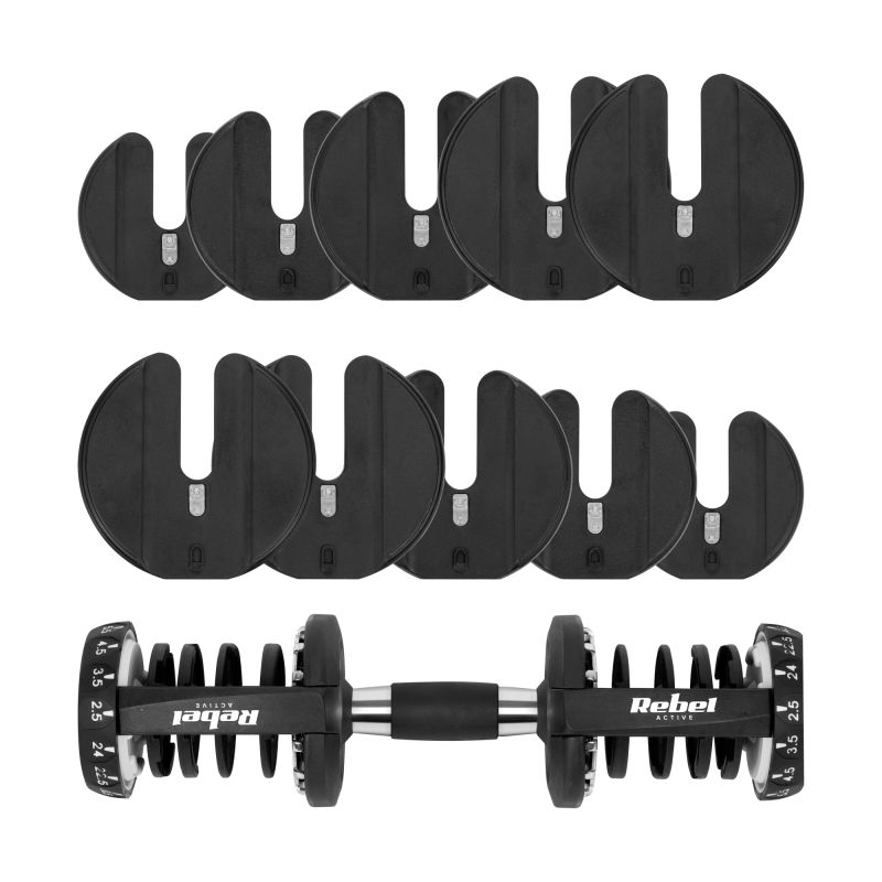Hantel żeliwny regulowany automat 24 kg REBEL ACTIVE
