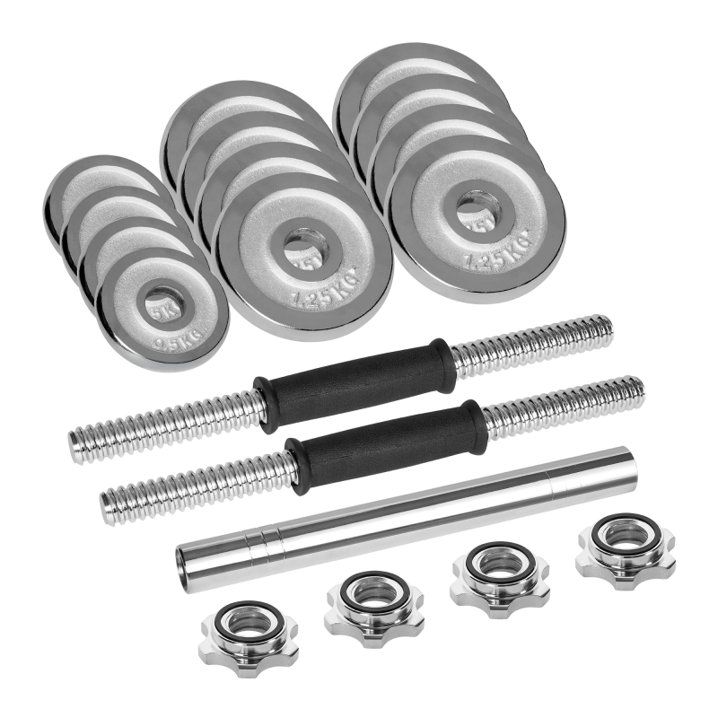 Hantle żeliwne chromowane regulowane w walizce z gryfem, zestaw 15kg REBEL ACTIVE