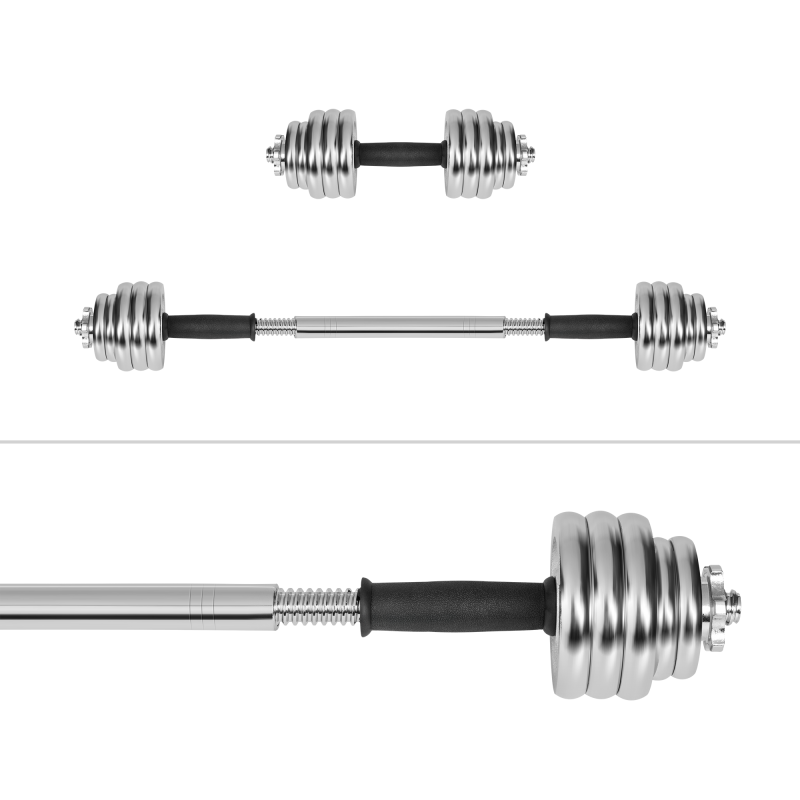 Hantle żeliwne chromowane regulowane w walizce z gryfem, zestaw 15kg REBEL ACTIVE