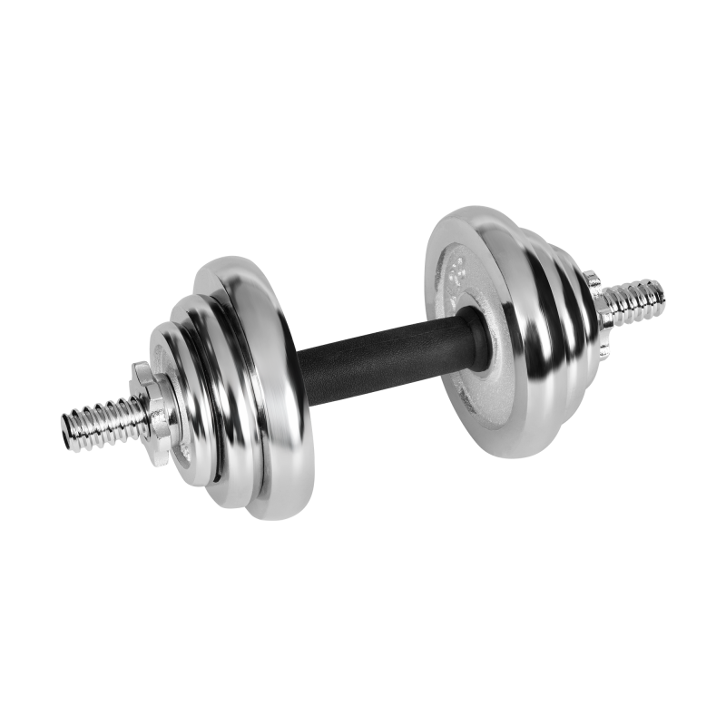 Hantle żeliwne chromowane regulowane w walizce z gryfem, zestaw 20kg REBEL ACTIVE