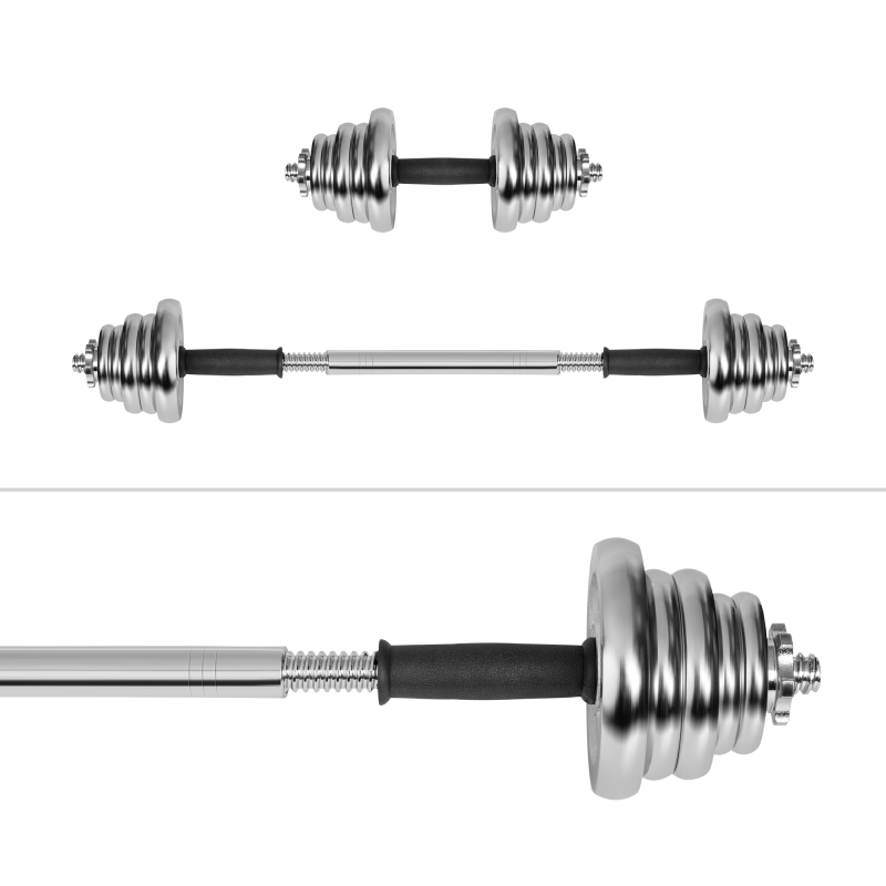 Hantle żeliwne chromowane regulowane w walizce z gryfem, zestaw 20kg REBEL ACTIVE