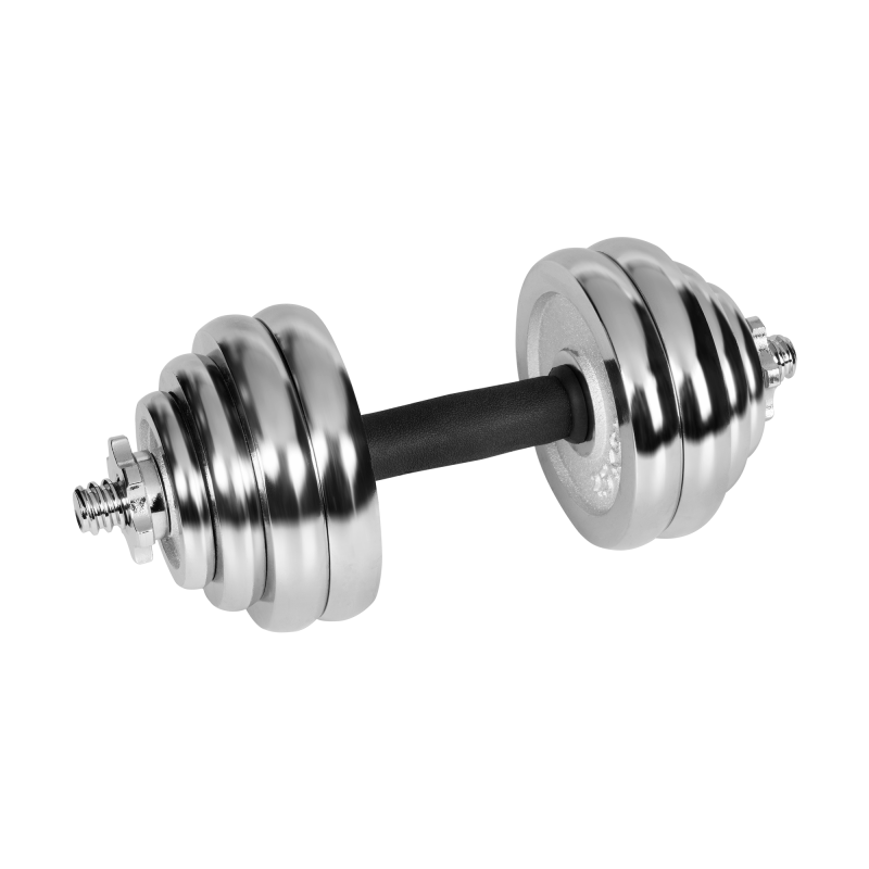 Hantle żeliwne chromowane regulowane w walizce z gryfem, zestaw 30kg REBEL ACTIVE