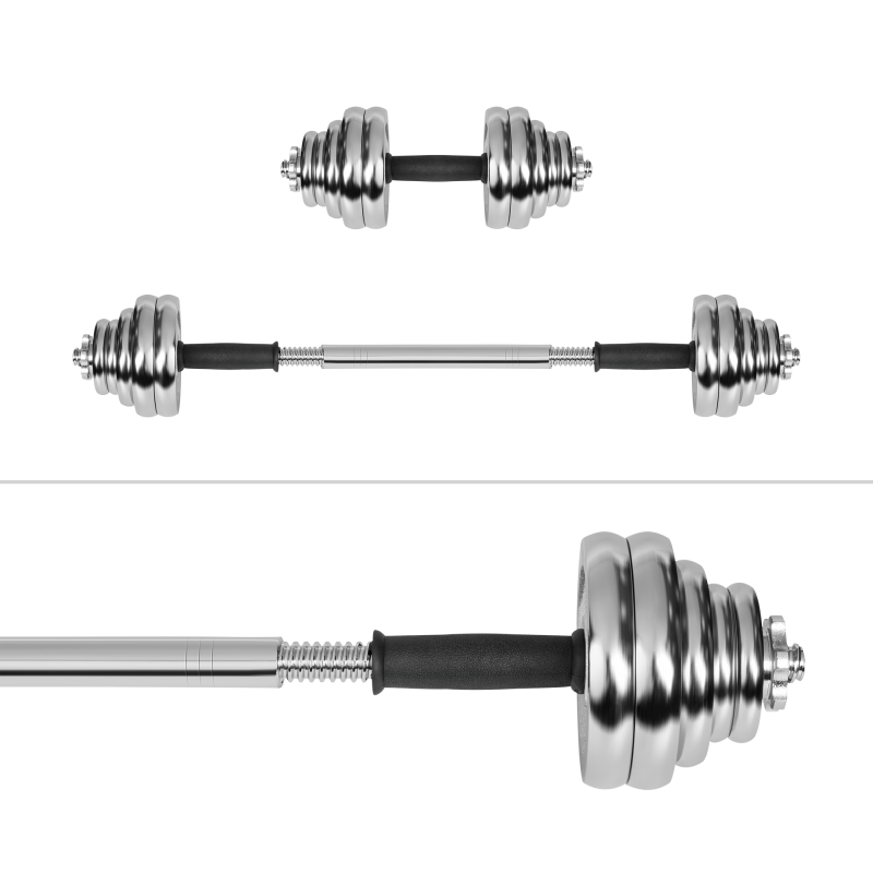 Hantle żeliwne chromowane regulowane w walizce z gryfem, zestaw 30kg REBEL ACTIVE