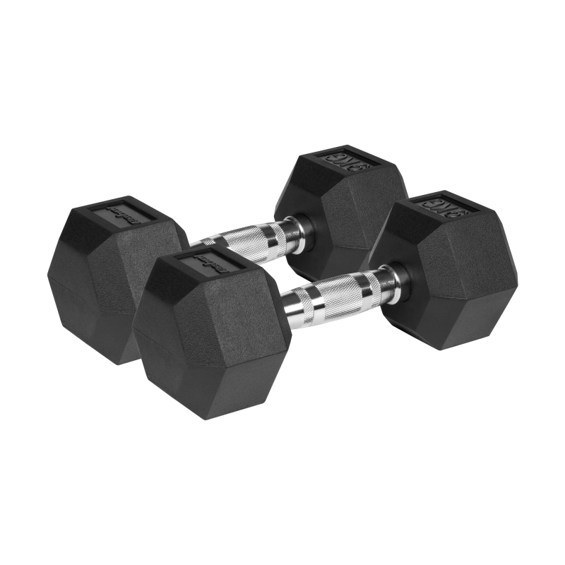 Hantle żeliwne gumowane HEX 2x9 kg REBEL ACTIVE