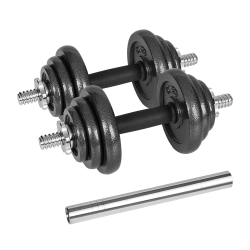 Hantle żeliwne regulowane w walizce z gryfem, zestaw 20kg REBEL ACTIVE