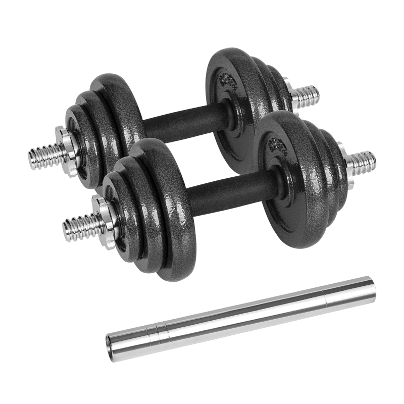 Hantle żeliwne regulowane w walizce z gryfem, zestaw 20kg REBEL ACTIVE