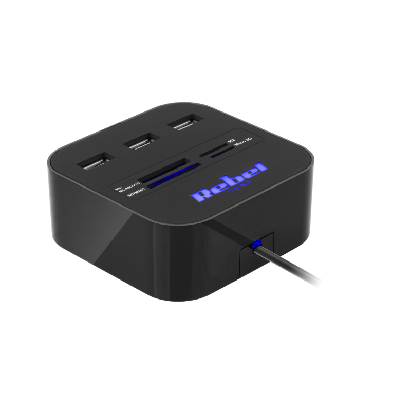 HUB USB 2.0 3 portowy z czytnikiem kart pamięci