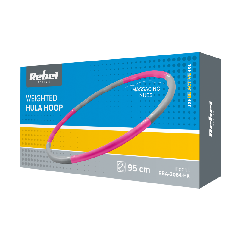 Hula Hop odchudzające koło 95cm, różowe, REBEL ACTIVE