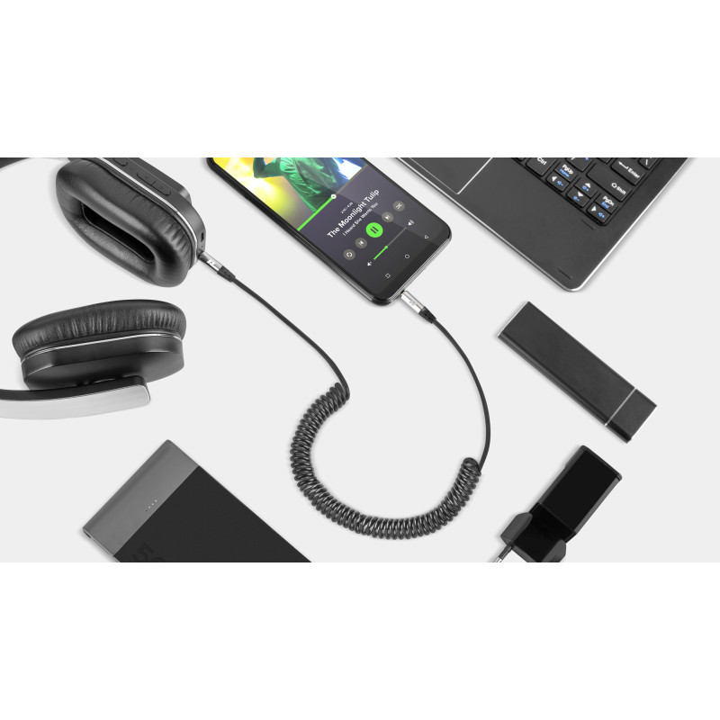 Kabel audio Jack 3.5 wtyk - wtyk REBEL spirala 100 cm
