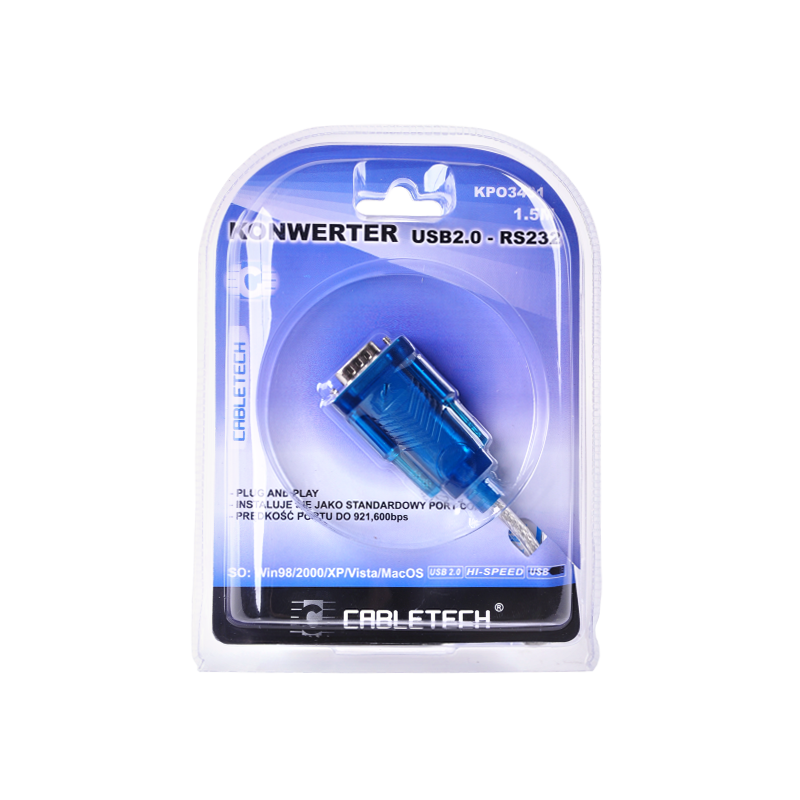 Kabel konwerter USB 2.0 - RS232 (DB9M)