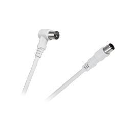 Kabel TV - VIDEO kątowo - prosty biały 5m