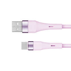 Kabel USB - USB typu C 1 m silikonowy różowy Kruger&Matz Basic