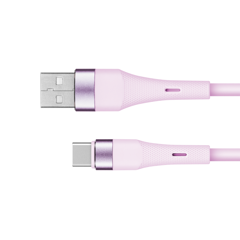Kabel USB - USB typu C 1 m silikonowy różowy Kruger&Matz Basic