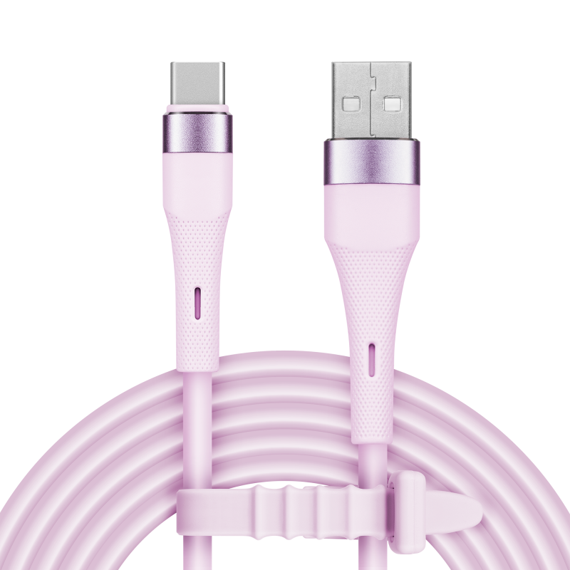 Kabel USB - USB typu C 1 m silikonowy różowy Kruger&Matz Basic
