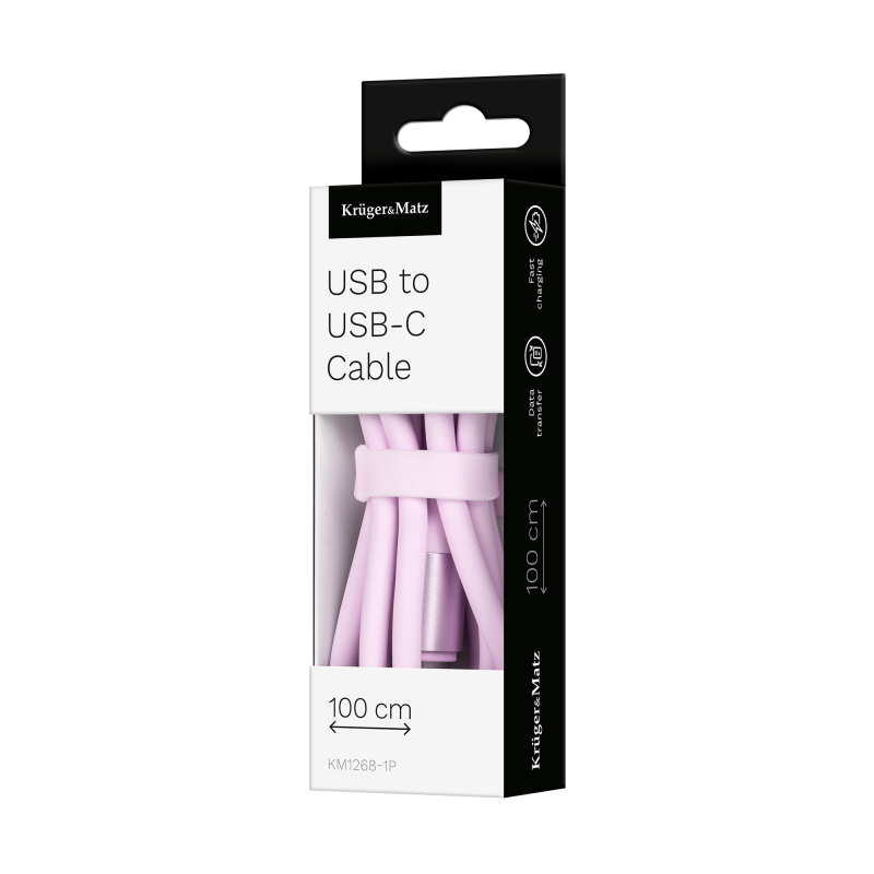 Kabel USB - USB typu C 1 m silikonowy różowy Kruger&Matz Basic