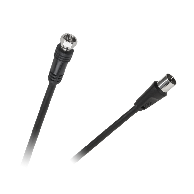 Kabel wtyk TV - wtyk F 1,8m czarny